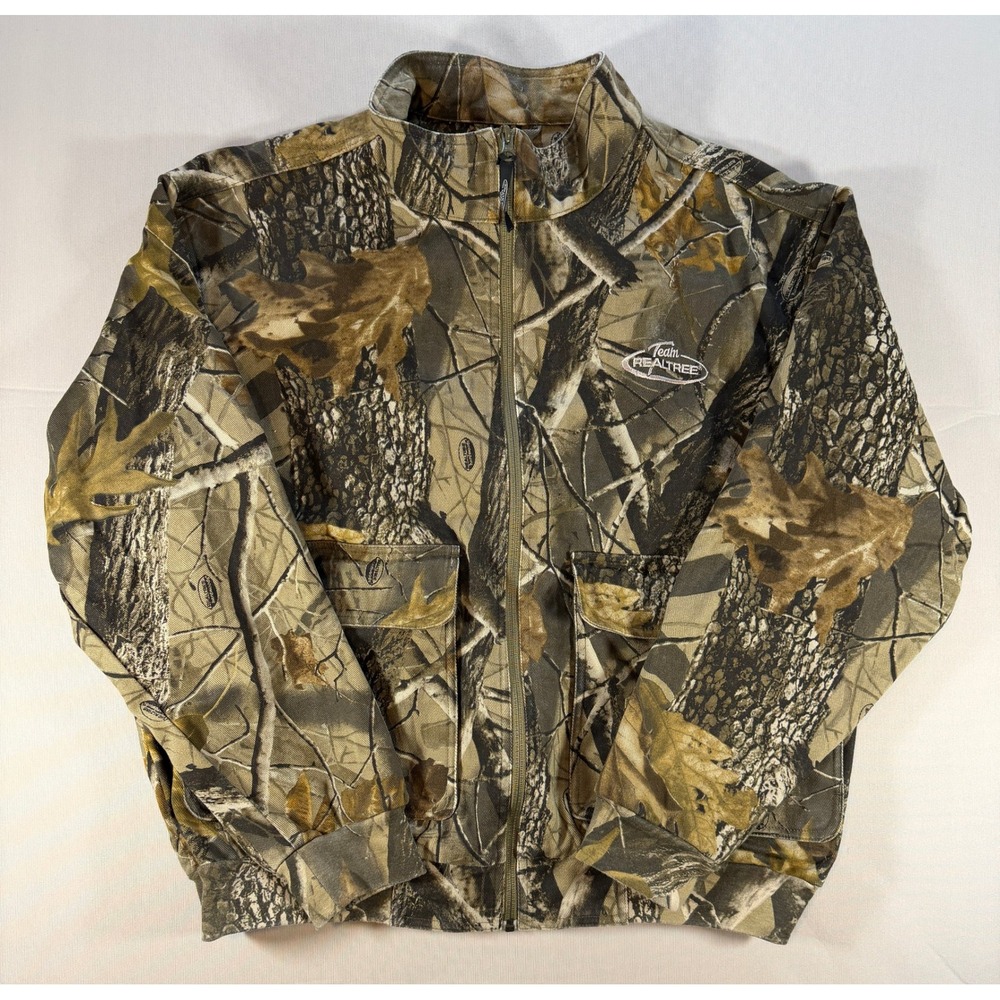 Team Realtree Hardwoods Camo Full Zip Jacket Mens Large Hunting Utility Coat